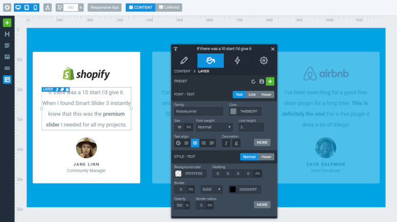 Layer design settings in Smart Slider 3