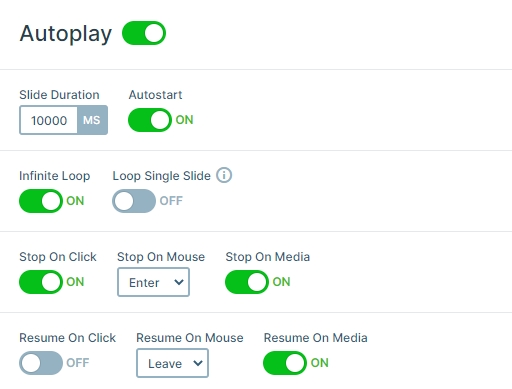 Autoplay settings
