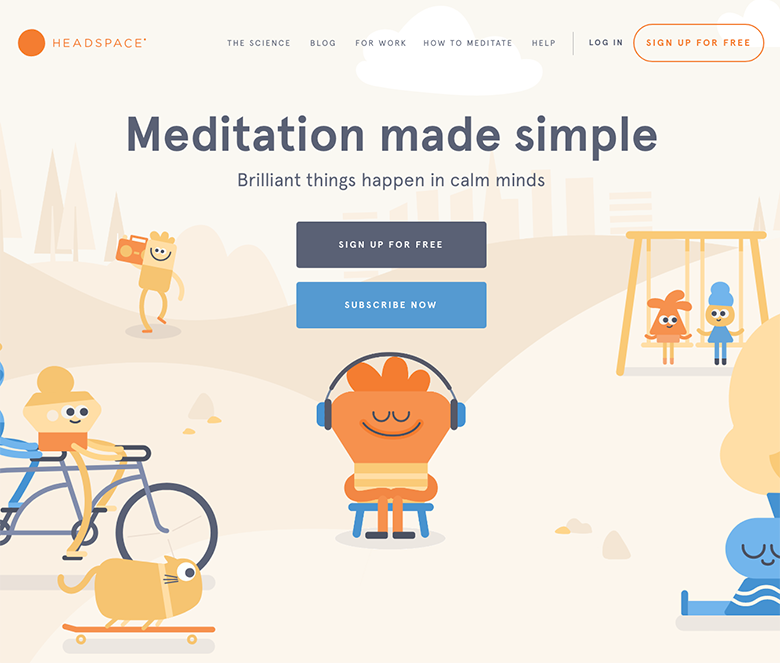 Headspace uses illustrations that don’t define race, gender or nationality.
