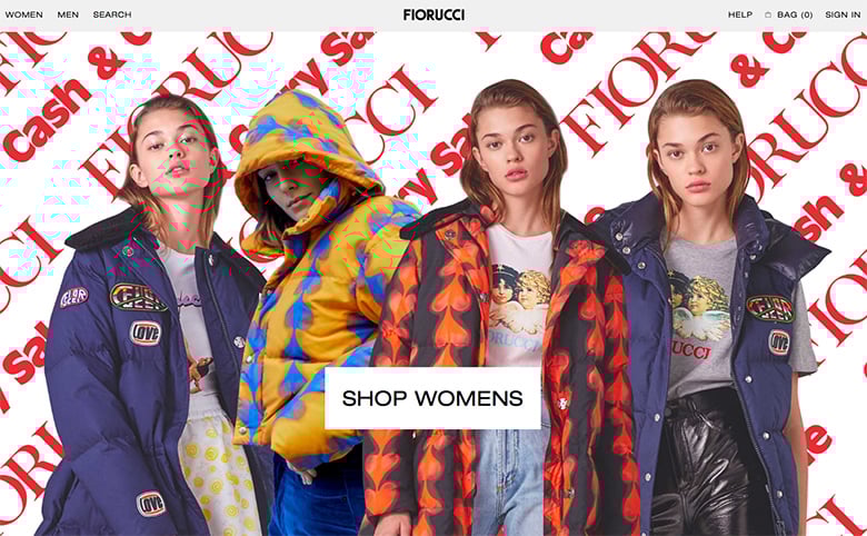 Whoever designed the Fiorucci website has brought scrolling marquees back, baby. Scroll to the bottom of the homepage to see the marquees in action.