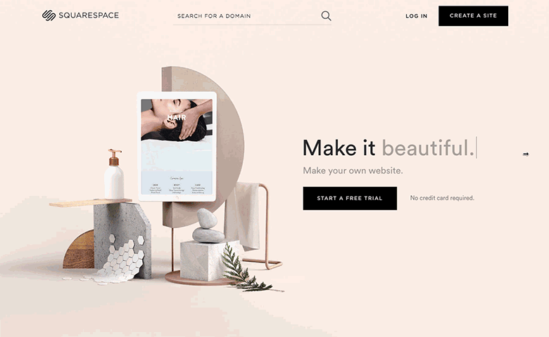 Squarespace's use of a hero slider is gorgeous.