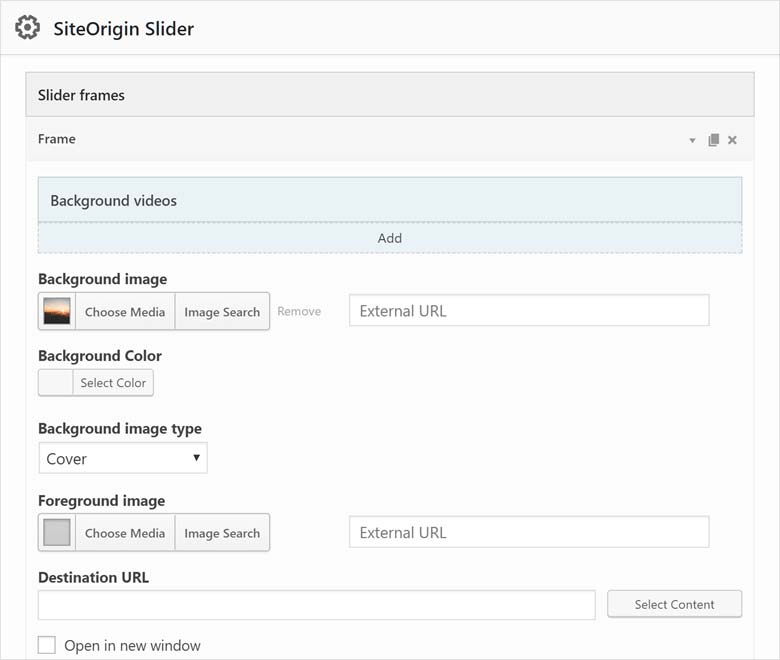 Page builder by SiteOrigin Slider Settings