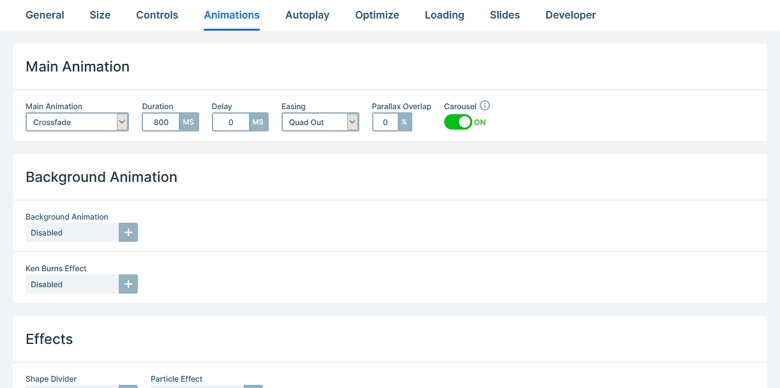 Smart Slider - Animation Settings