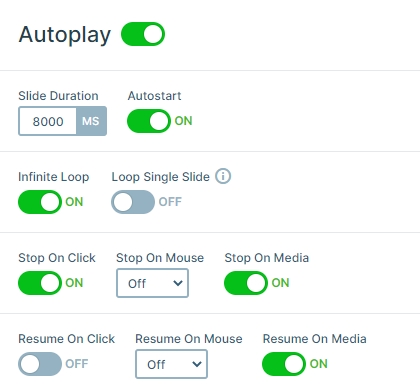 Autoplay settings