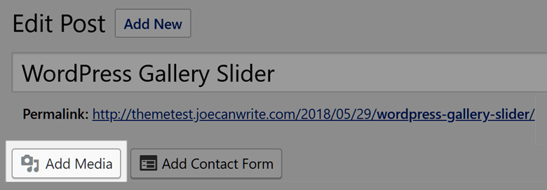 WordPress Gallery Slider Add Media Button