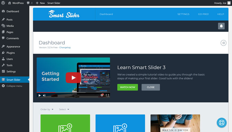 WordPress Gallery Slider SS3 Dashboard