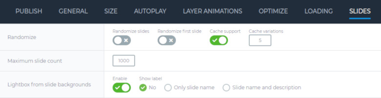 Lightbox from slide background feature