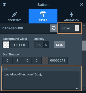 Custom CSS option at the Button layer