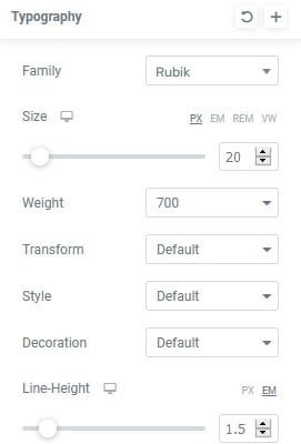 Elementor Styling options