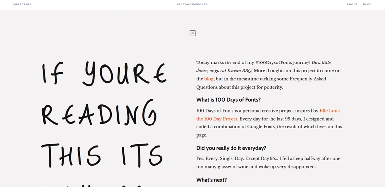 100 days of font helps you find great fonts for your slider