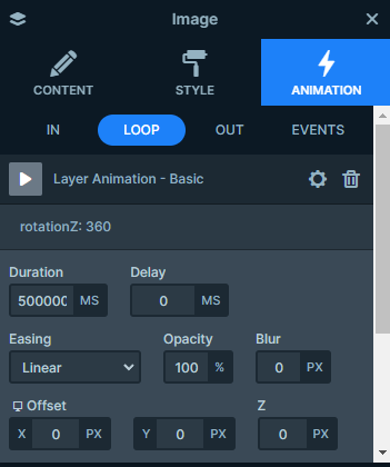 Loop Animation in Layer Animation settings