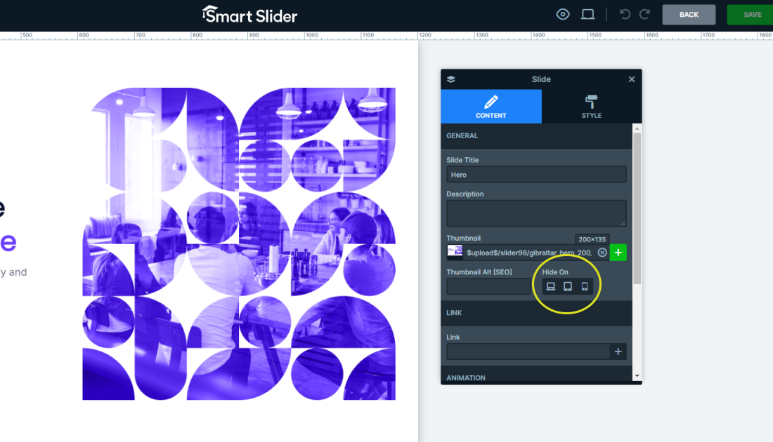 Hide slides on devices in Smart Slider 3